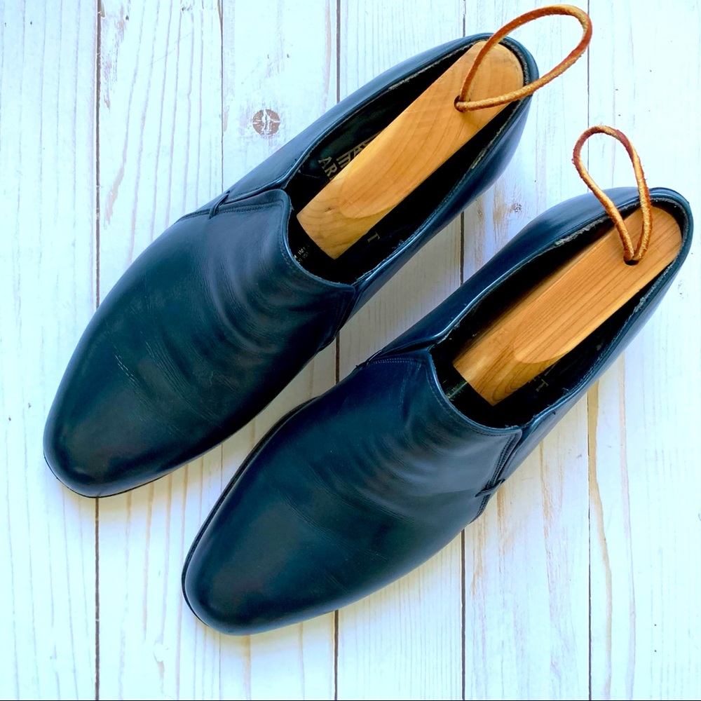 Vintage Navy Blue Johnston & Murphy Plain Toe Formal Shoe, Size 7.5 , Made in US